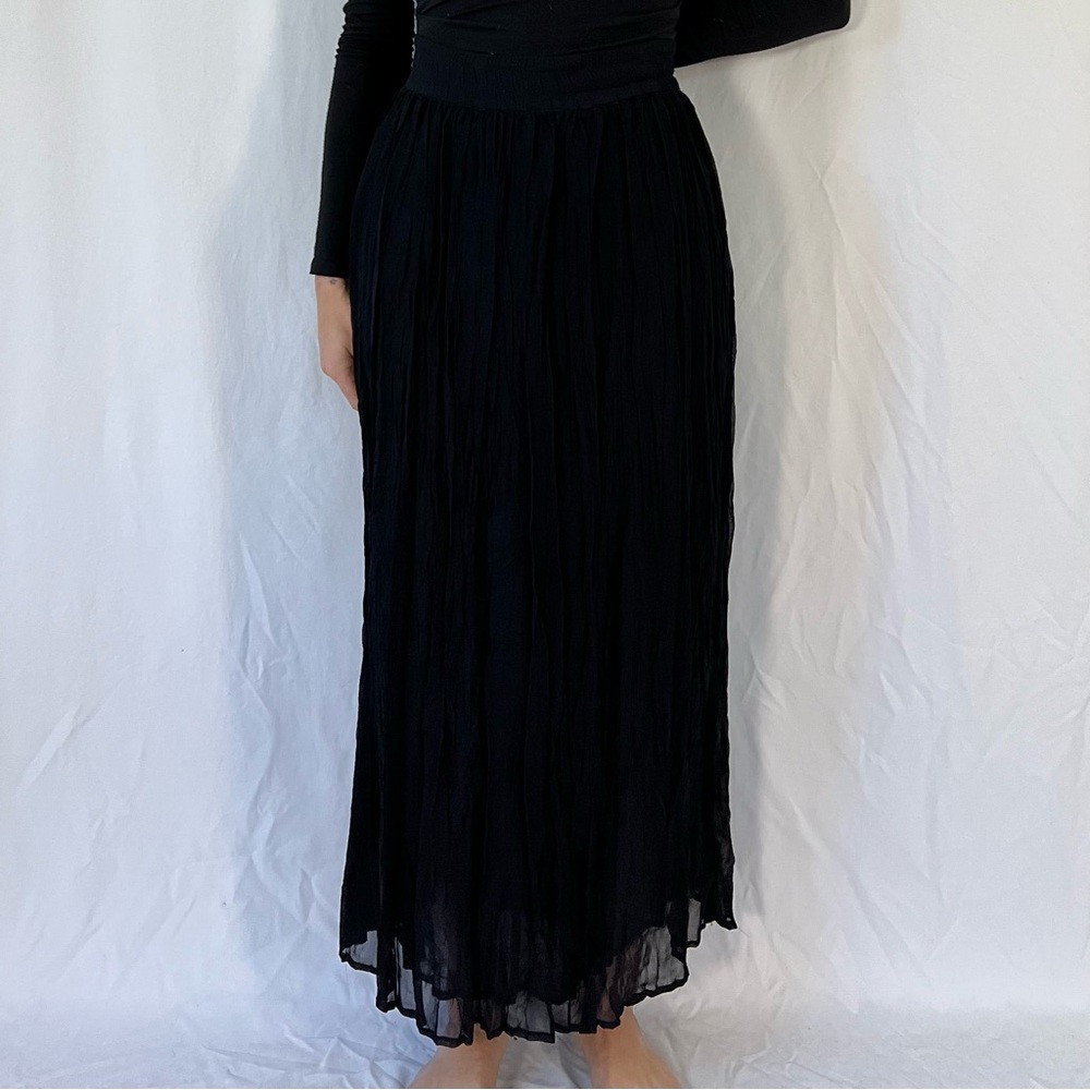 Creazioni Effect Vintage Pleated Midi Skirt Black